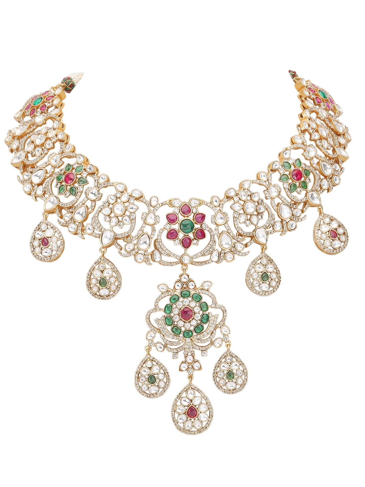 Gold-Toned & White Gold Plated Beaded Handcrafted Jewellery Set