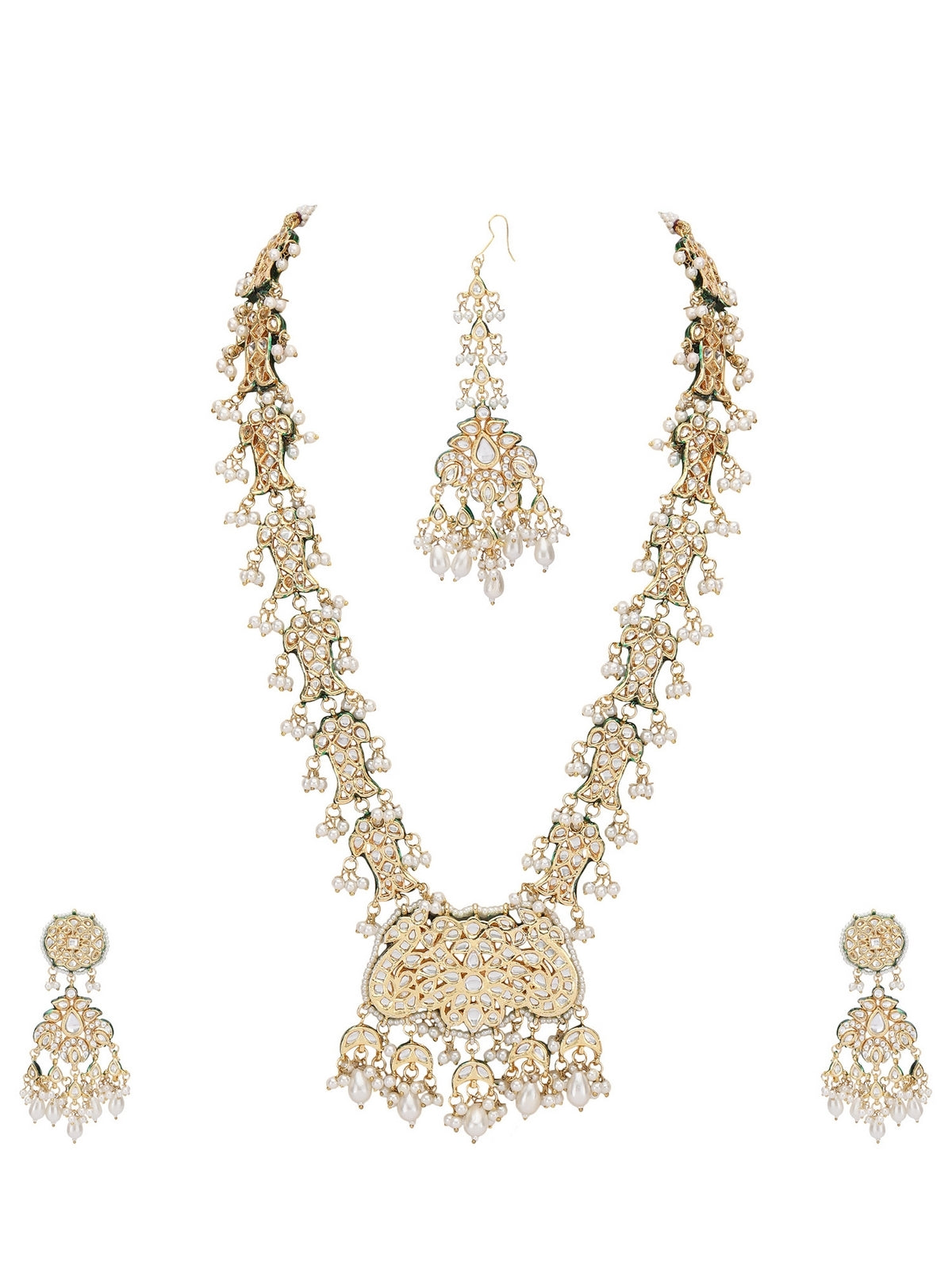 Gold-Toned & White Gold Plated Beaded Handcrafted Jewellery Set