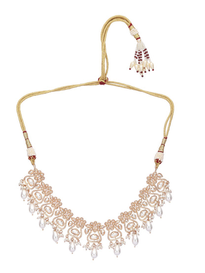 Gold-Toned & White Gold Plated Beaded Handcrafted Jewellery Set