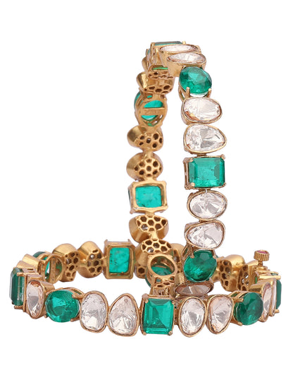 Shaped Kundan Studded Bangle Set