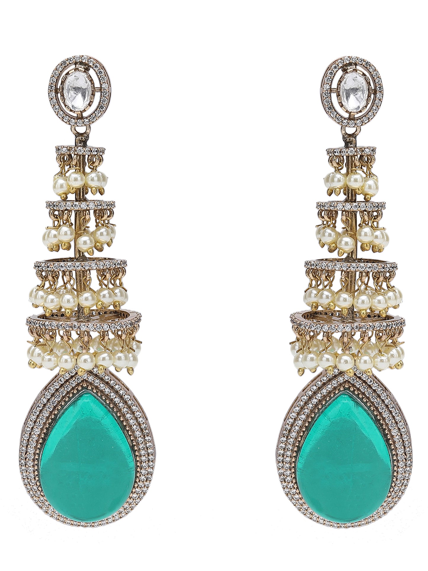 Stunning Gold Plated Zircon American Diamond Earrings