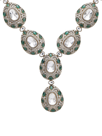 Elegant Colourless Crystal Necklace Set - Stylish Kundan & Polki Jewelry for Women