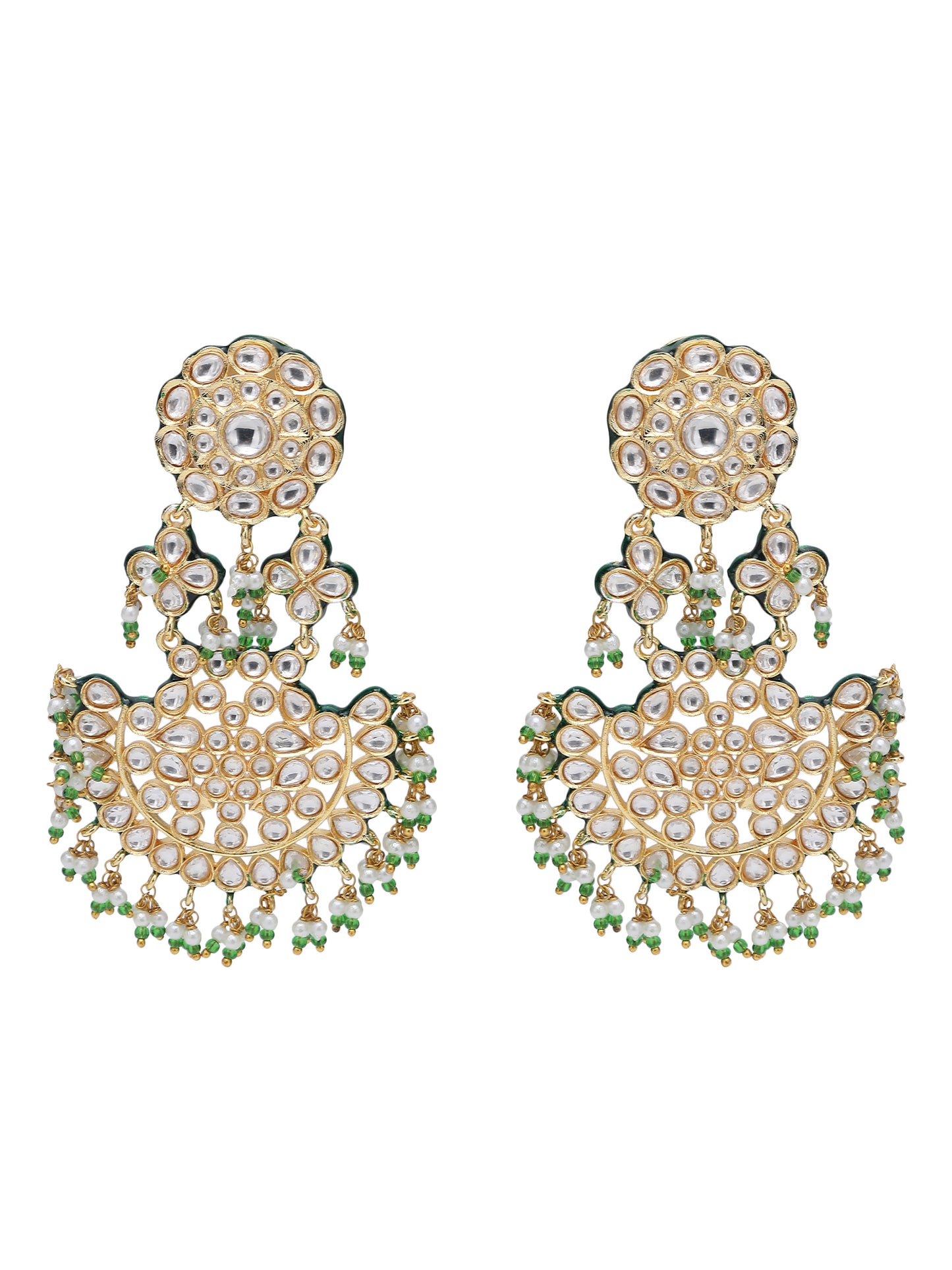 Elegant Gold Plated Zircon Earring Set with American Diamonds