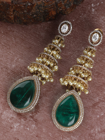 Stunning Gold Plated Zircon American Diamond Earrings