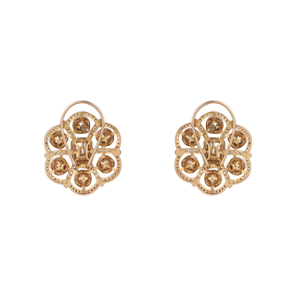 Gold polki Kundan choker necklace set with uncut stones and matching earrings for bridal and traditional Indian wear