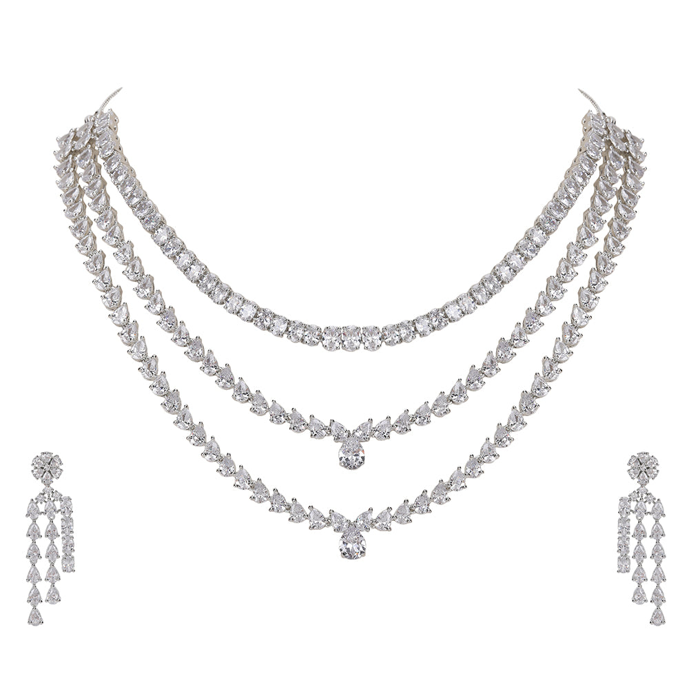 multi-layer diamond necklace set