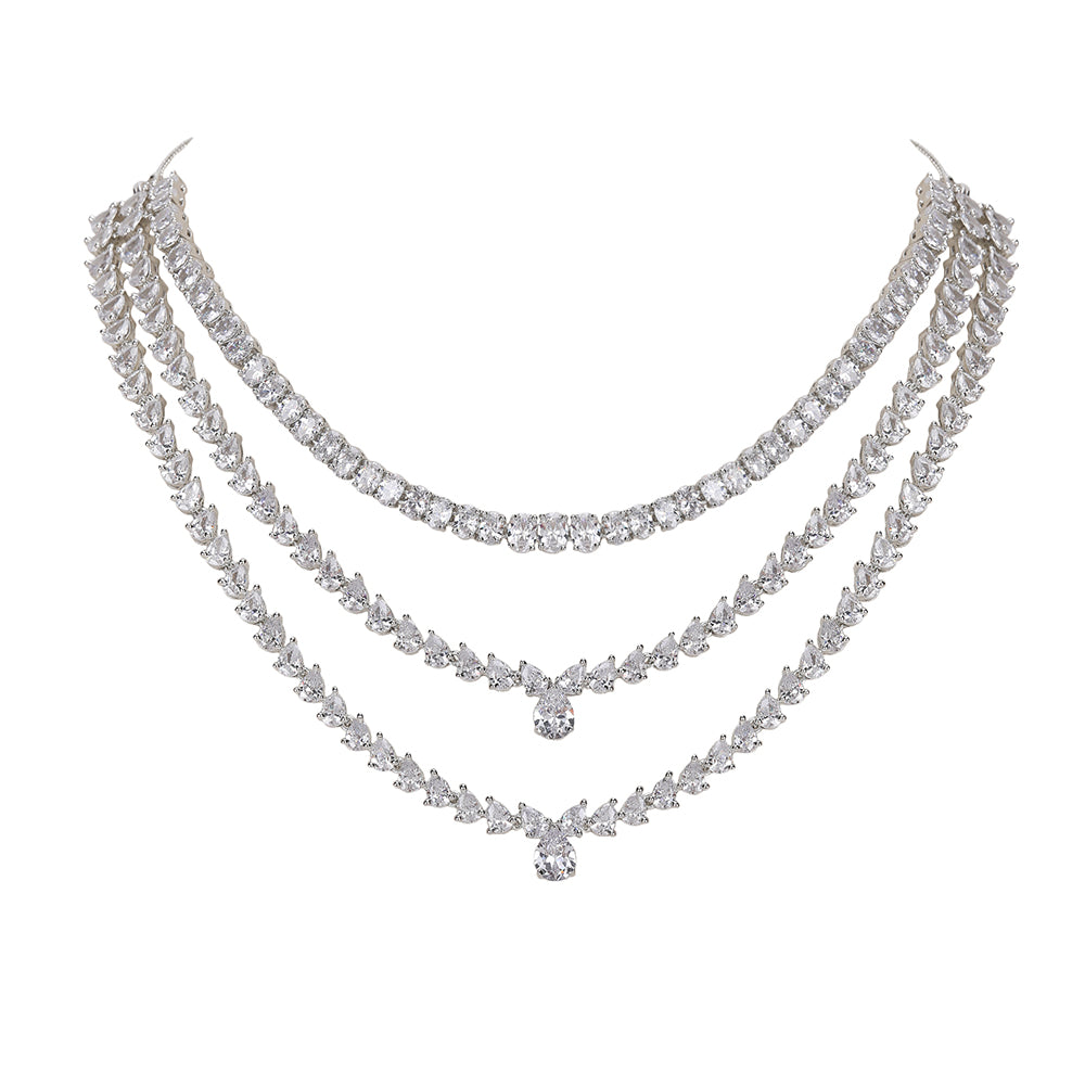 multi-layer diamond necklace set