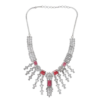 Shop Jewellery Necklace set Matching Earrings Red  And Silver