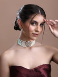 Load image into Gallery viewer, Charming 22KT Gold Plated Kundan Blue Necklace Set
