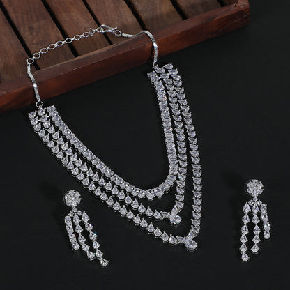 multi-layer diamond necklace set