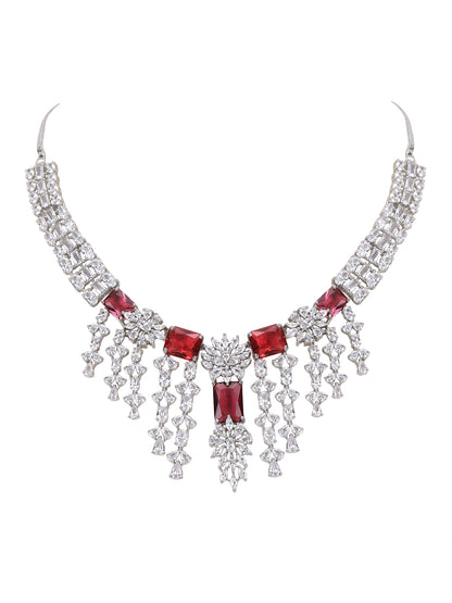 Jewellery Necklace set Matching Earrings Red  And Silver