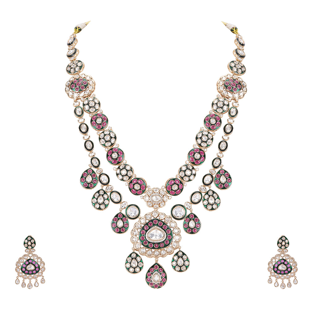 Buy Regal Kundan & Meenakari  Bridal Necklace Set Online In India