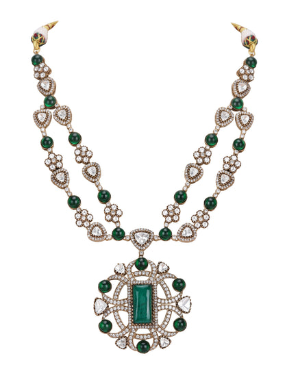 Two Tone Finish Zircon Necklace Set