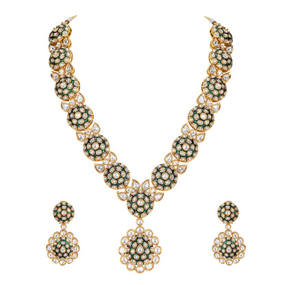 Elegant Gold-Plated Kundan Bridal Necklace Set