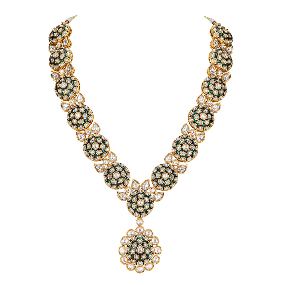 Elegant Gold-Plated Kundan Bridal Necklace Set