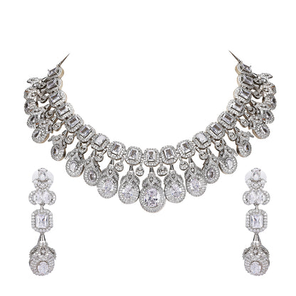 Elegant Diamond Chandelier Necklace Set