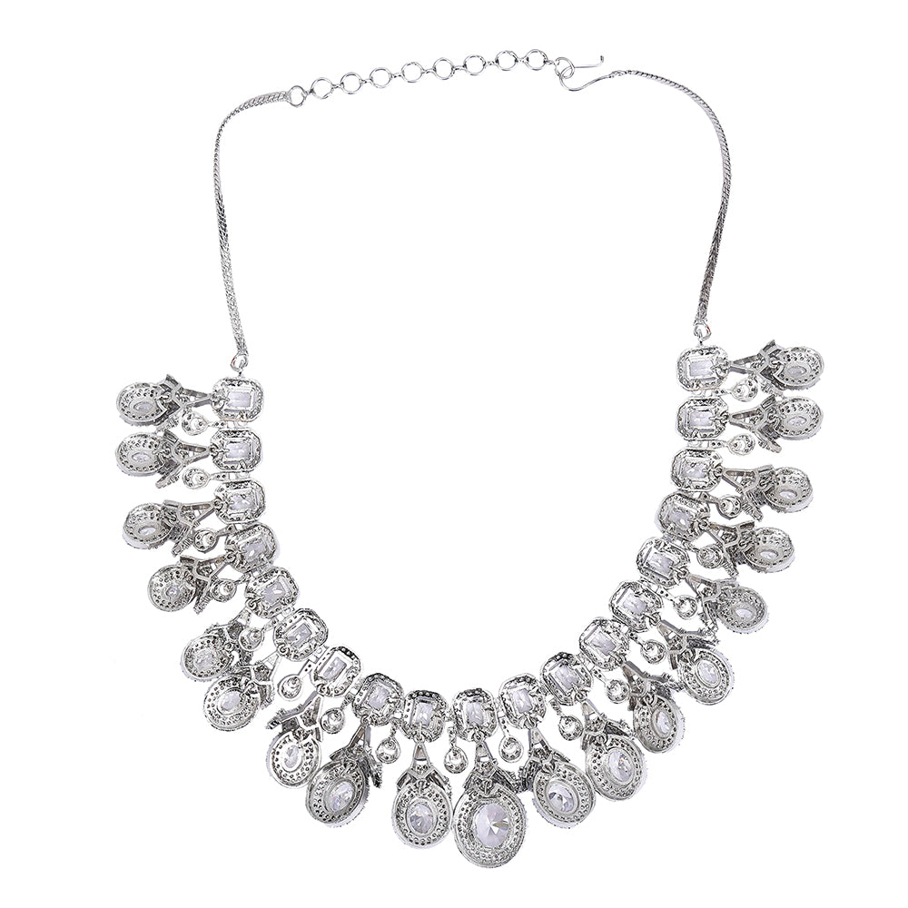 Elegant Diamond Chandelier Necklace Set