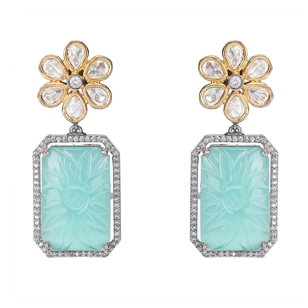 Elegant Floral Mint Green Stone Earrings