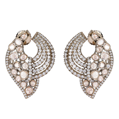 Luxe Crescent Diamond Stud Earrings