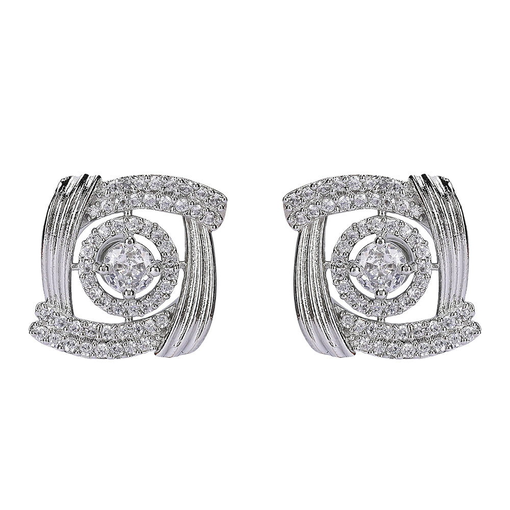 Elegant Rose-Inspired Diamond Stud Earrings