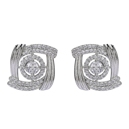 Elegant Rose-Inspired Diamond Stud Earrings