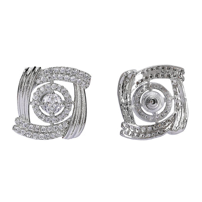 Elegant Rose-Inspired Diamond Stud Earrings