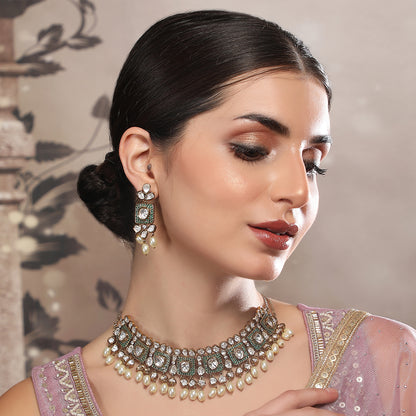 Buy Royal Kundan Pearl Necklace Set with Earrings