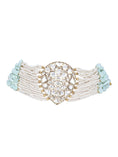 Load image into Gallery viewer, Charming 22KT Gold Plated Kundan Blue Necklace Set
