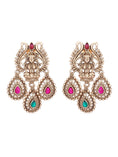 Load image into Gallery viewer, Alluring 22KT Gold Plated Kundan Red and Green Necklace Set
