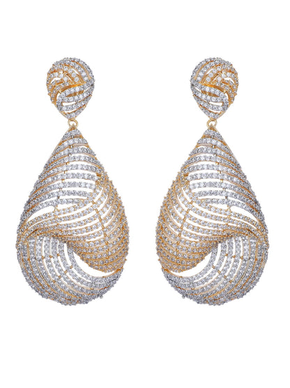 Gold Plated Shell Shapped Earrings Set In Alloy Studded with American Diamonds