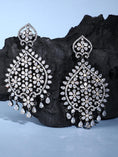 Load image into Gallery viewer, Elegant Rhodium Plated American Diamond Zircon White Earring Set
