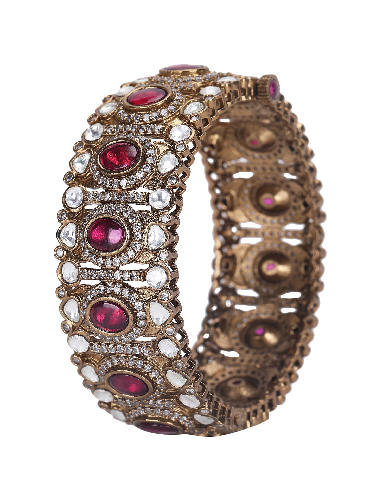 Antique Gold Bracelet with Elegant Ruby Stones