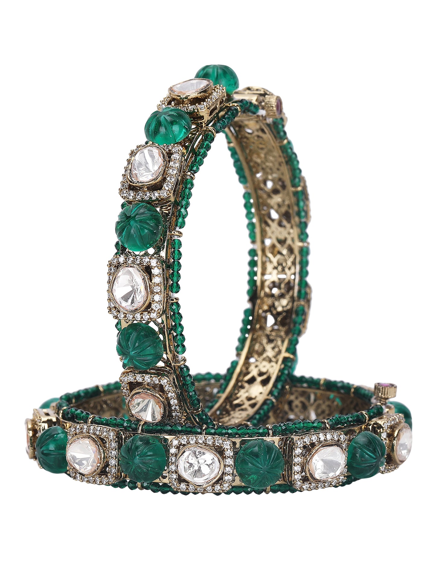 Gold Bracelet with Deep Green Ruby Accents