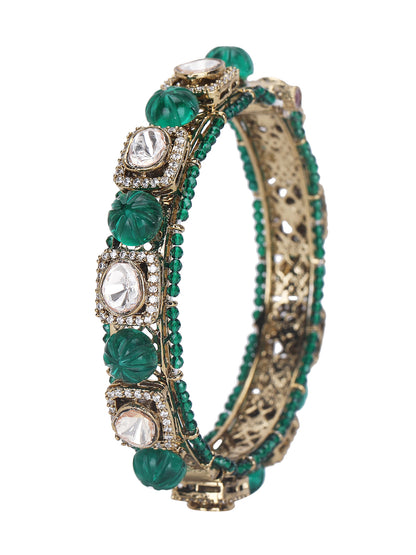 Gold Bracelet with Deep Green Ruby Accents