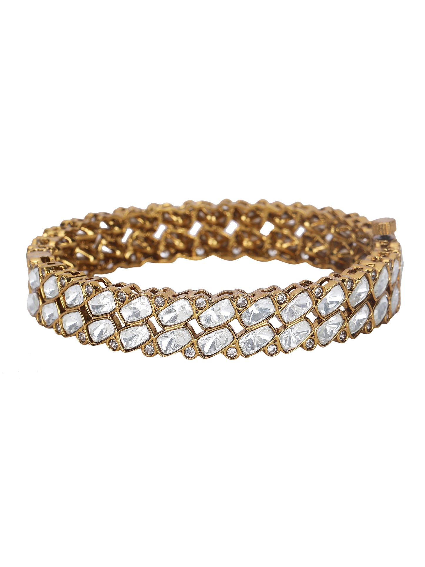 Timeless Gold-Plated Bracelet with Dazzling White Stones