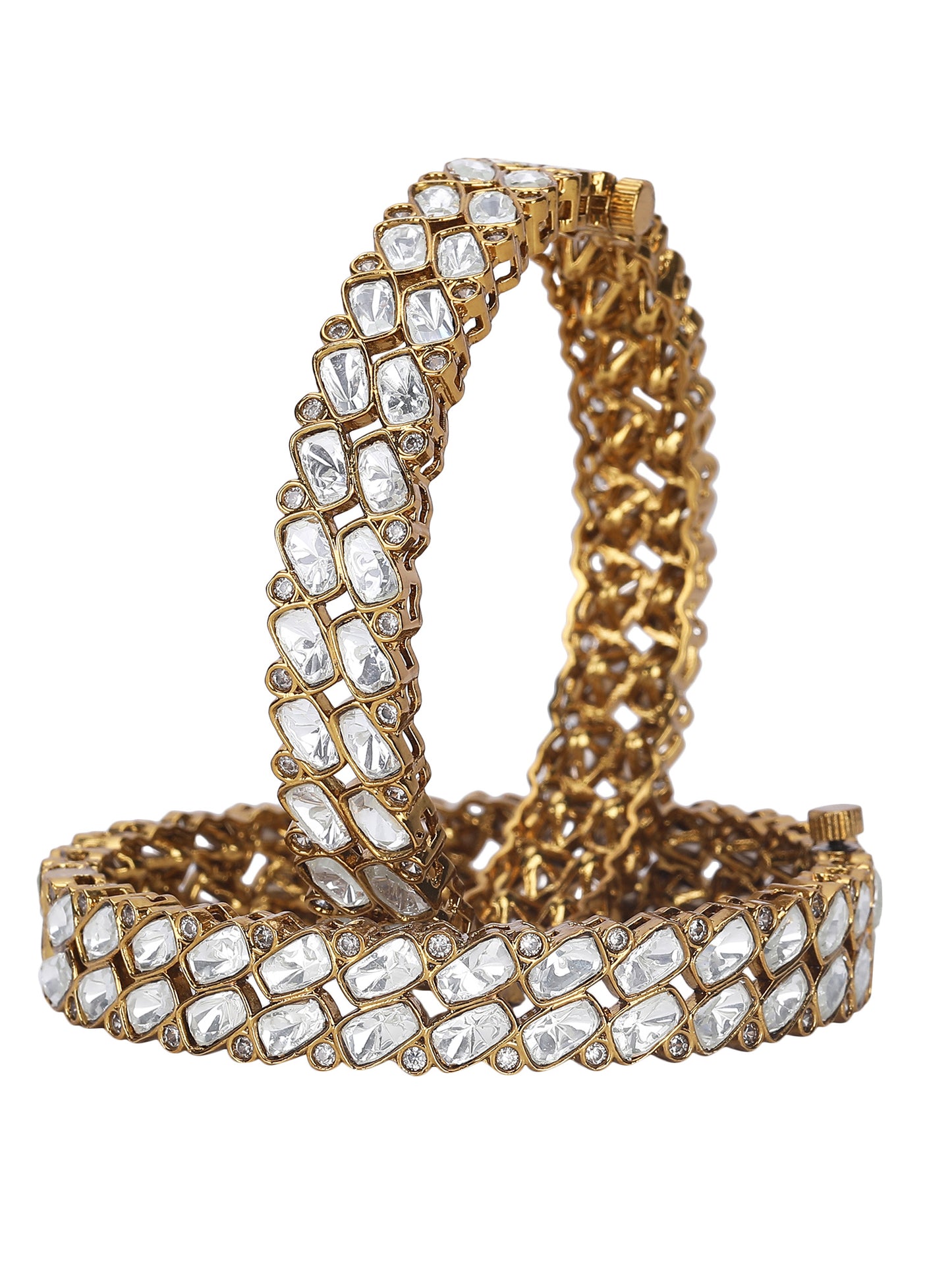 Timeless Gold-Plated Bracelet with Dazzling White Stones