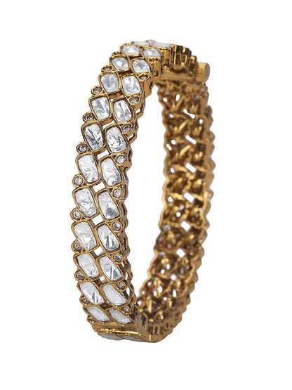 Timeless Gold-Plated Bracelet with Dazzling White Stones