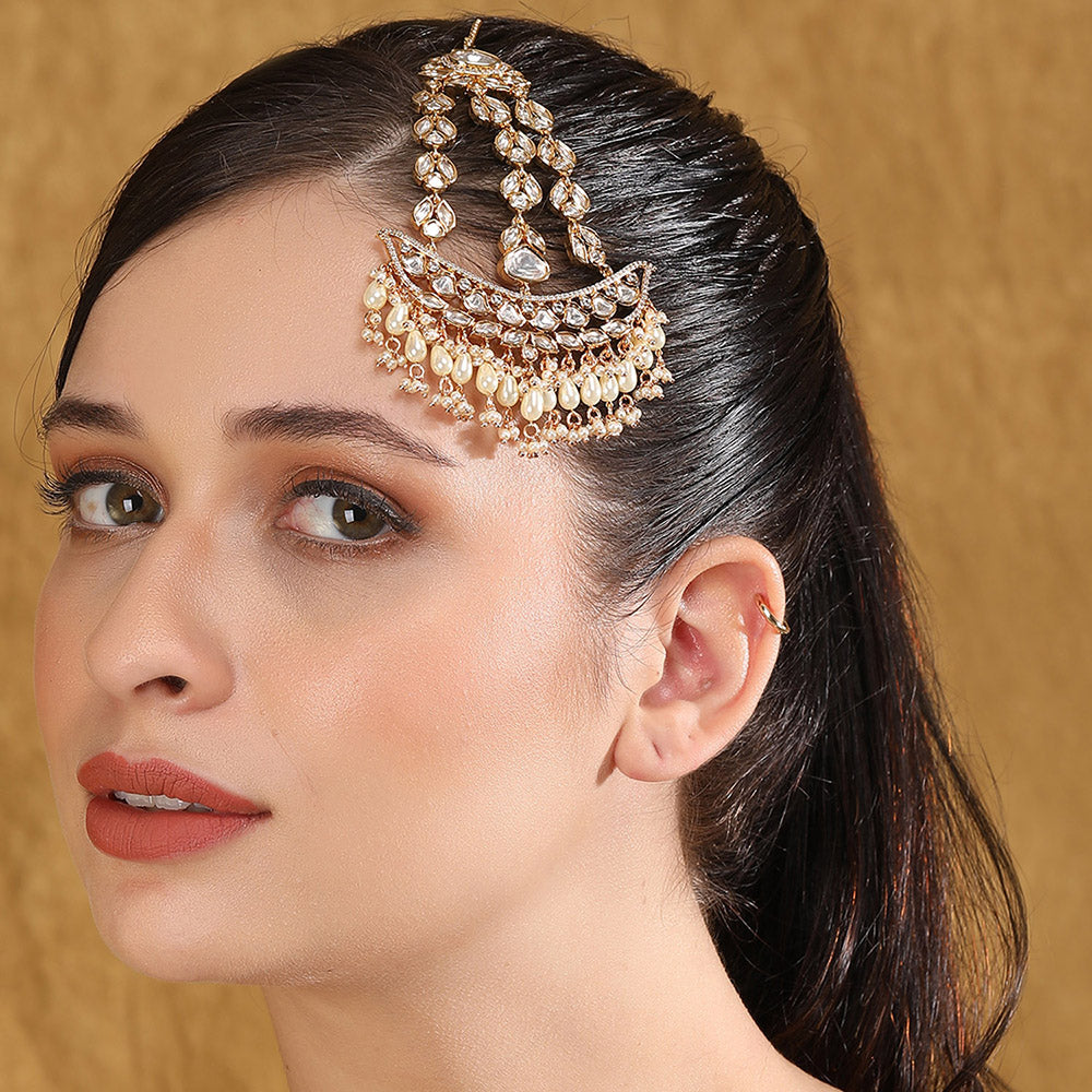 Kundan-Studded Beaded Jhoomar Passa