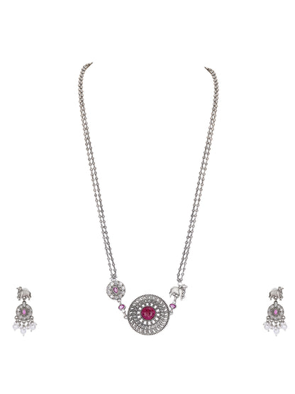 Silver Plated Stone Studded Jewellery Set