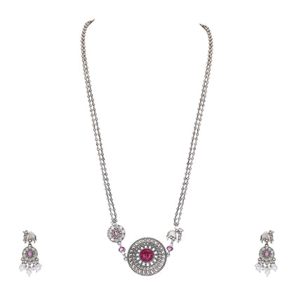 Silver Plated Stone Studded Jewellery Set