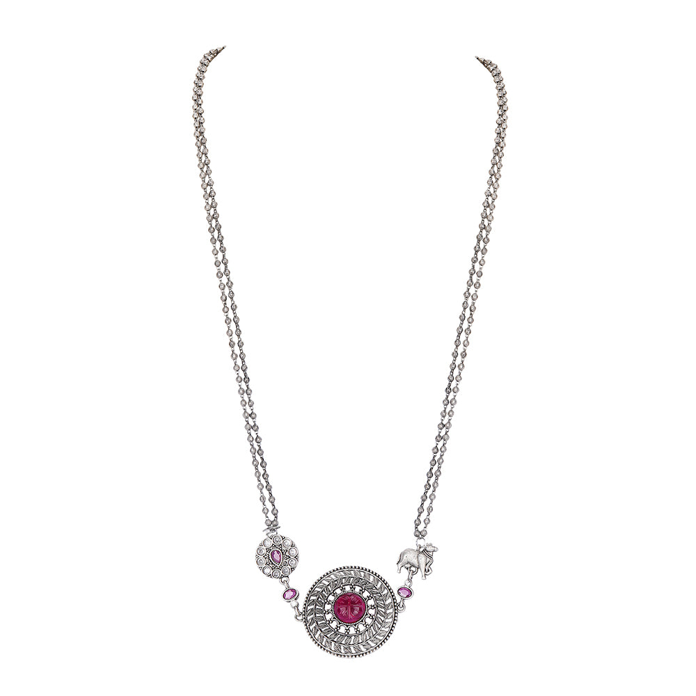 Silver Plated Stone Studded Jewellery Set