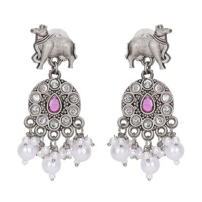 Silver Plated Stone Studded Jewellery Set