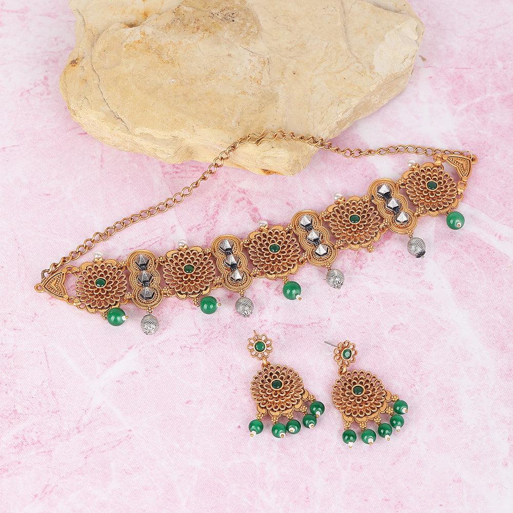 Stone Studded & Beaded Jewellery Set