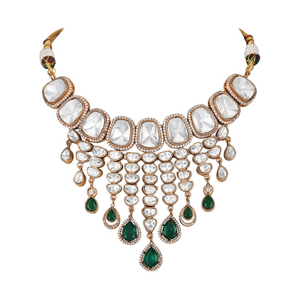 Grand Polki and Emerald Necklace Set with Earrings