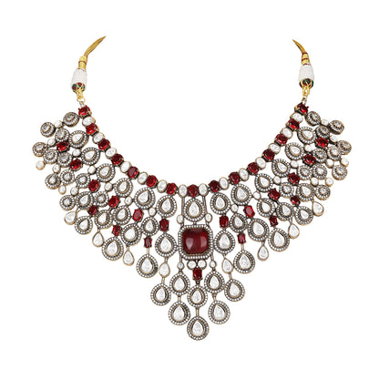 Exquisite Ruby and Polki Bridal Necklace Set with Earrings