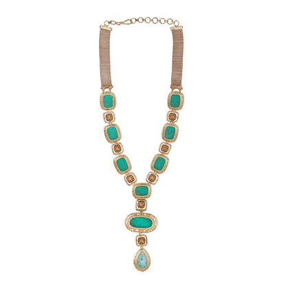 Elegant Emerald and Diamond Necklace Set with Earrings