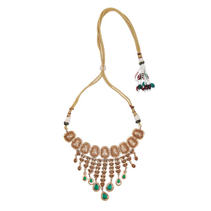 Grand Polki and Emerald Necklace Set with Earrings
