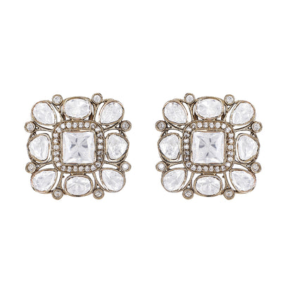 Classic Square Polki Stud Earrings