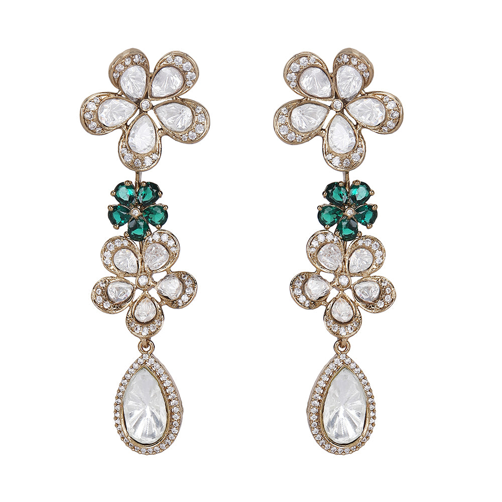 Elegant Floral Diamond-Cut Necklace and Earring Set