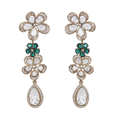 Elegant Floral Diamond-Cut Necklace and Earring Set